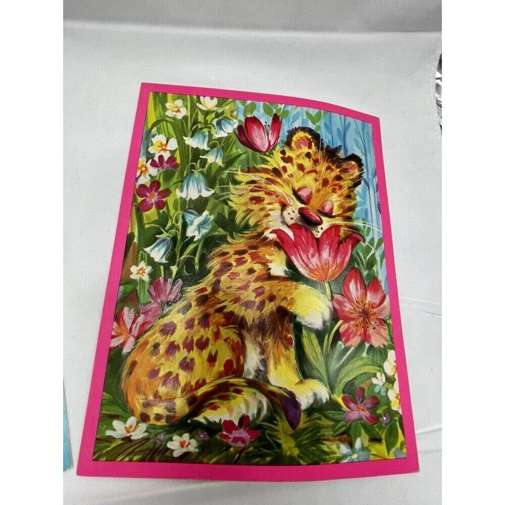 Vintage 2 Quality Crest The Safari Set Get Well Greeting cards RARE